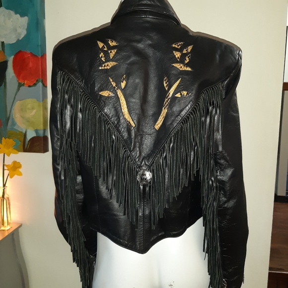 Leather Rider Jackets & Blazers - WOMEN'S LEATHER RIDER FRINGE BLACK BOMBER JACKET 12
